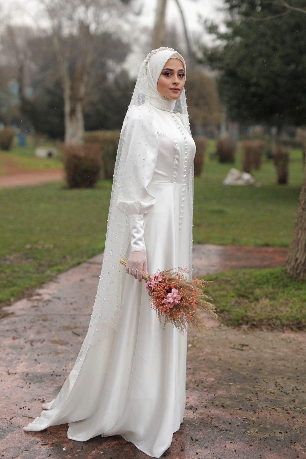 Emmani Women's Muslim Style Bride Wedding Dresses Beige at Amazon Women's  Clothing store