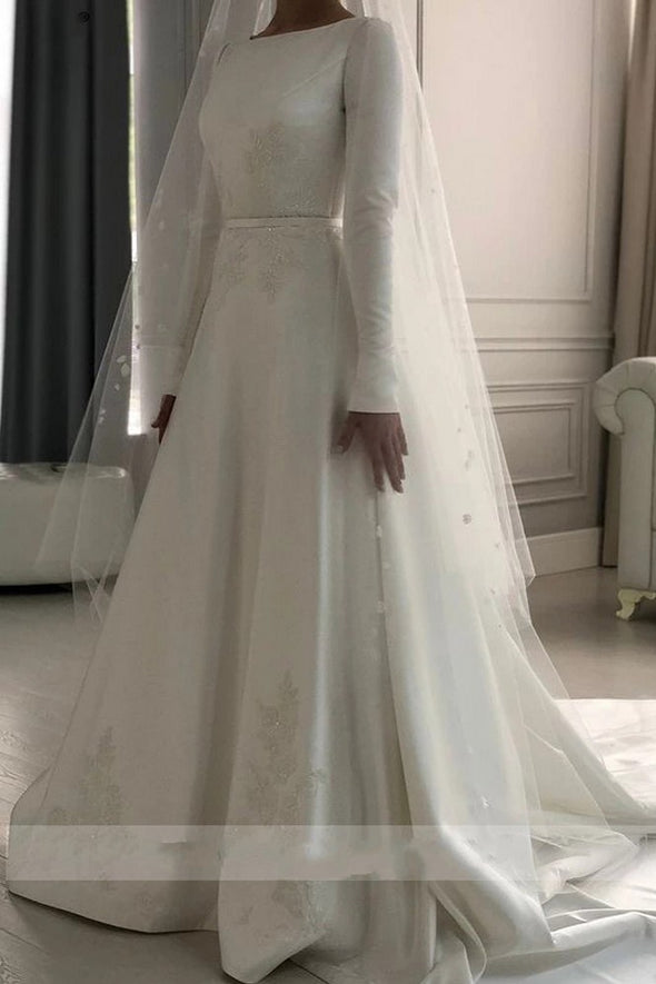 Vestido De Novia Long Sleeves Muslim Bridal Wedding Gown