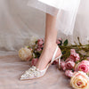Bohemian Pearls Women Sandals Cusp Thin Heel Wedding Bride Shoes