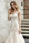 Mermaid Floral Rose Lace Champagne Lining Wedding Bridal Dress