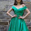 Off Shoulder A Line Prom Dresses Satin Evening Pageant Gowns