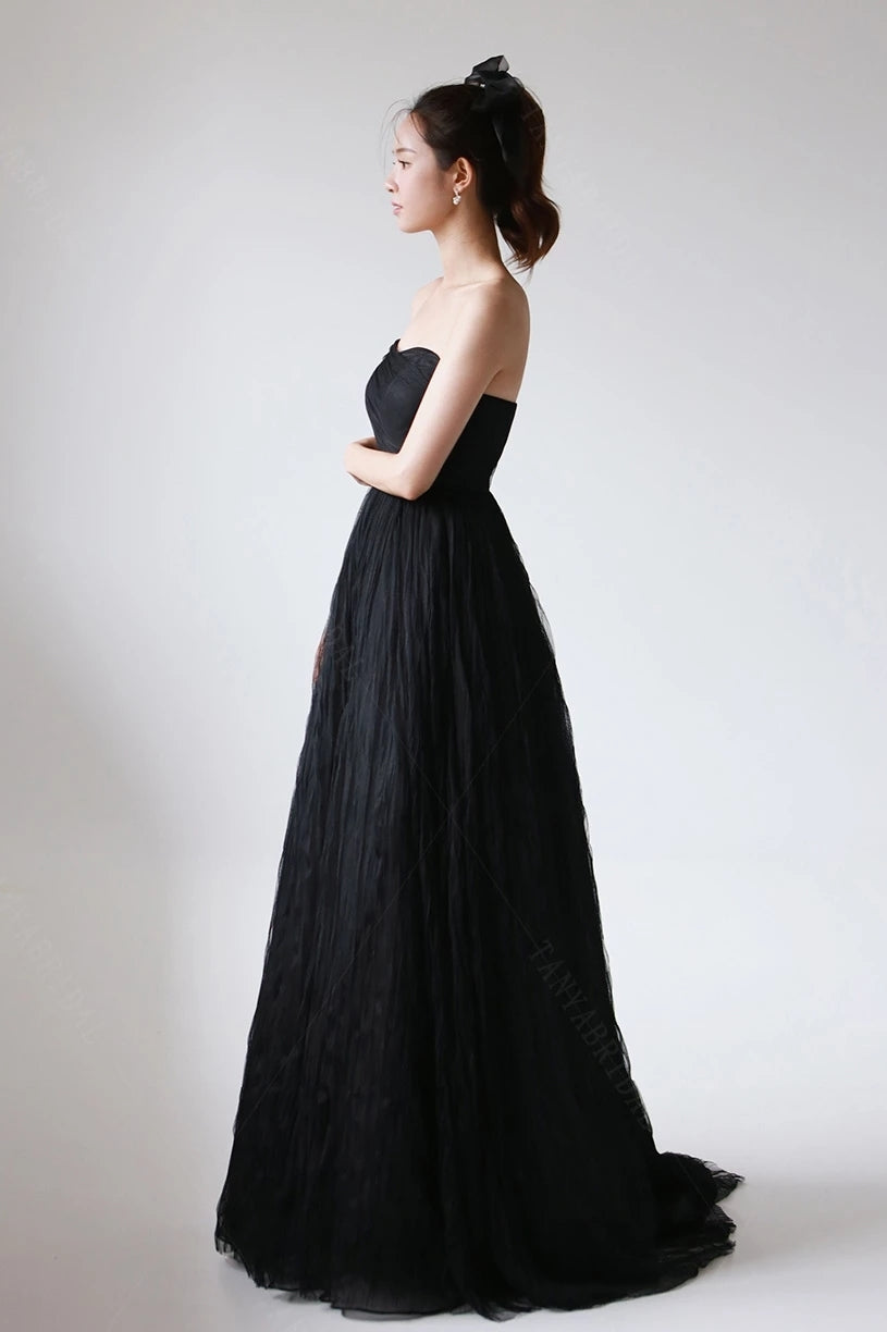 Sweetheart Black Tulle Wedding Dresses Lace Up Back DW703 TANYA BRIDAL Sweetheart Black Tulle Wedding Dresses Lace Up Back DW703 TANYA BRIDAL