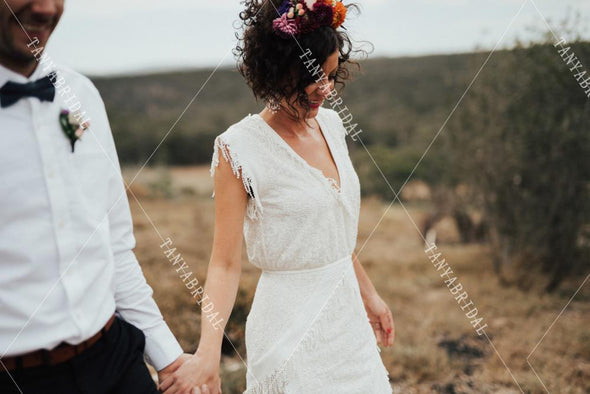 Tassel Wedding Dresses Robe De Soriee Chic ZW337