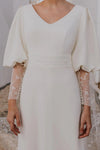 Soft Satin Long Sleeve Wedding Dresses V-Neck Backless Chic ZW718