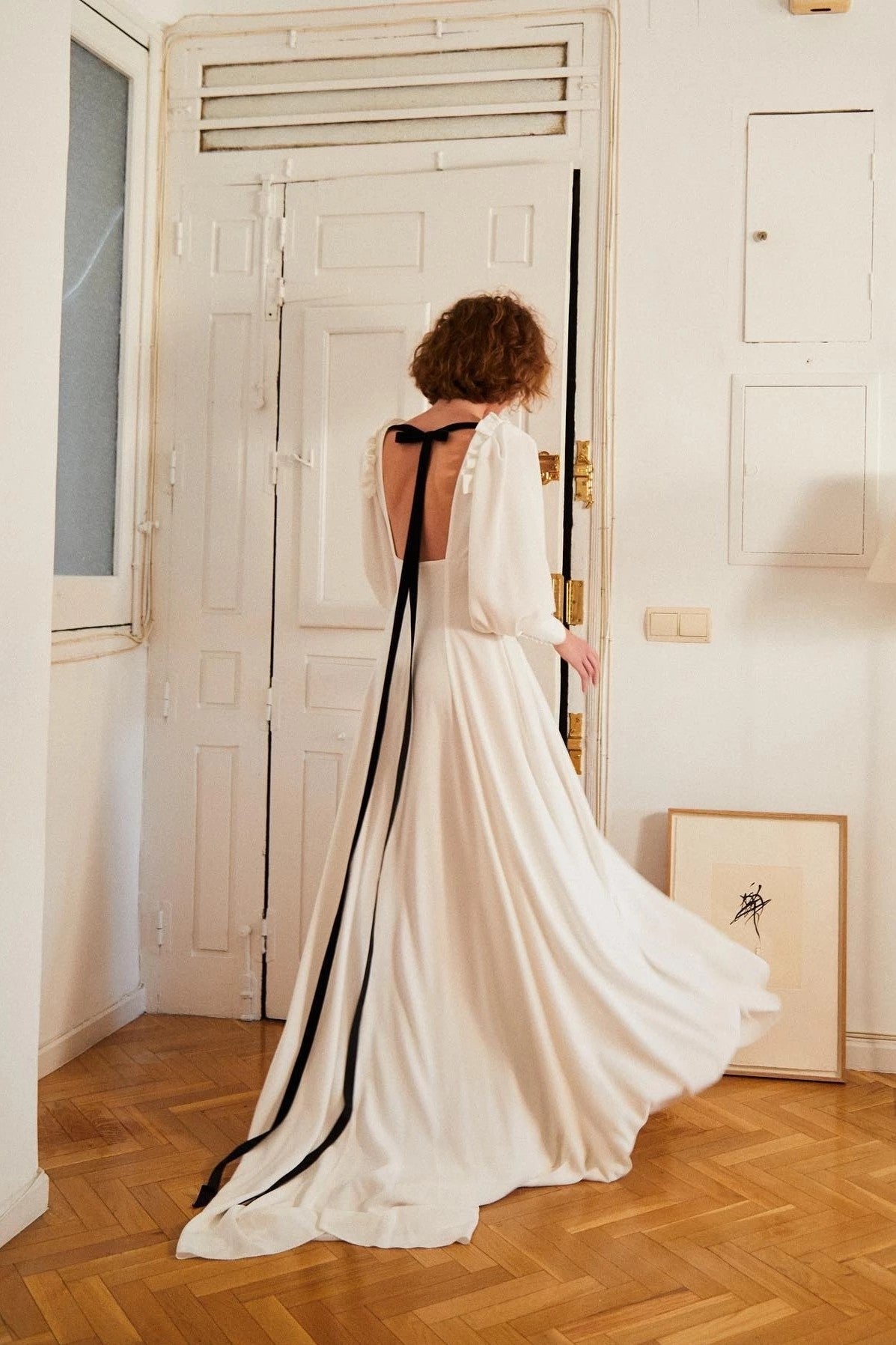 Boho Wedding Dresses Long Sleeve Backless With Black Ribbon Chic DW663 TANYA BRIDAL Boho Wedding Dresses Long Sleeve Backless With Black Ribbon Chic DW663 TANYA BRIDAL