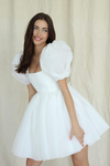 Summer Short Wedding Dress With Puffy Pearls Sleeves 234241159