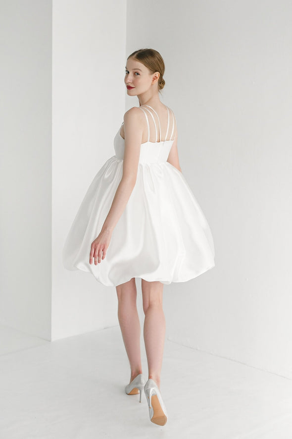 Simple Short Mini Satin Wedding Party Dress