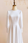 Modest A Line Long Sleeves Wedding Dress Vintage Gown