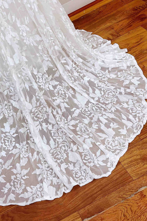 Dreamy Wedding Gown Two-Piece Silk Floral Lace Bohemian Bridal Dresses DW511