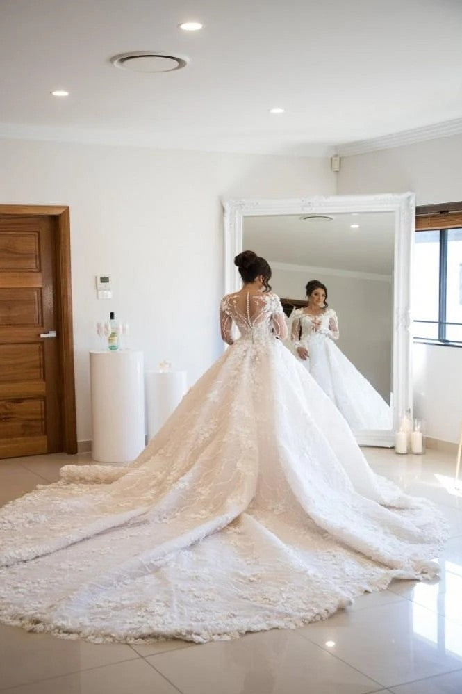 Luxury Ball Gown Full Sleeves Wedding Dress TANYA BRIDAL Luxury Ball Gown Full Sleeves Wedding Dress TANYA BRIDAL