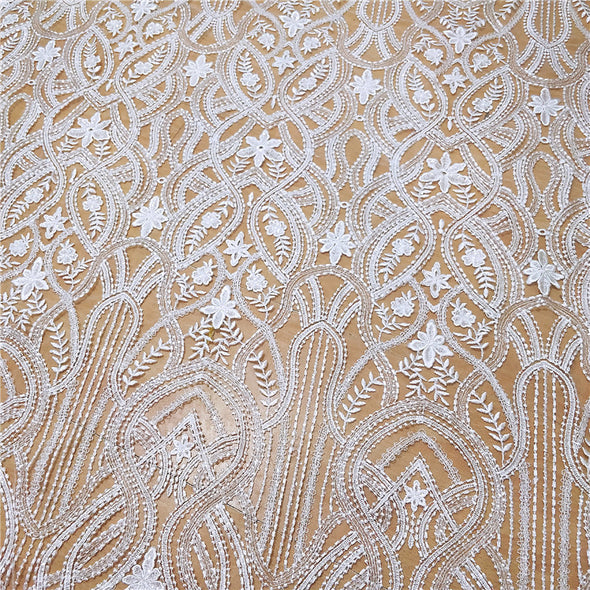 Wedding Dress Ivory Embroidery Lace Material