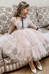 Polka-dot Tulle Flower Girl Dresses Illusion Long Sleeves