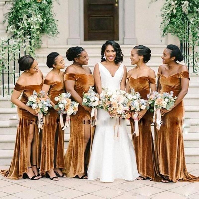 Velvet Bridesmaid Dresses Mermaid Off The Shoulder Vestido De Festa Br TANYA BRIDAL Velvet Bridesmaid Dresses Mermaid Off The Shoulder Vestido De Festa Br TANYA BRIDAL