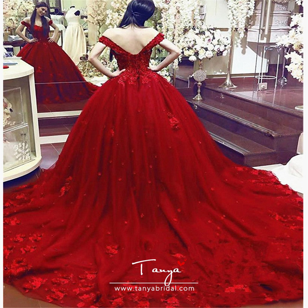 Custom Alternative Red Wedding Dress by Brides & Tailor