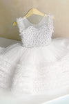 Pearl Beaded Puffy First Communion Gown Flower Girl Dresses