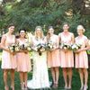Chiffon Bridesmaid Dress Pink V-neck Backless Ruched Maid of Honor Gown