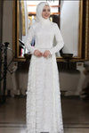 Classic Romantic A Line Lace Wedding Dress With Hijab