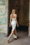 Sheath Soft Satin Wedding Dresses With Lace Edge ZW894