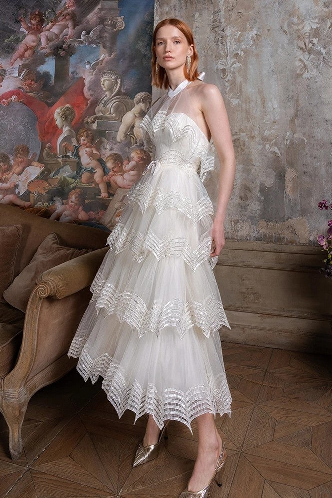Tiered Skirt Tea Length Wedding Dresses Boho Noivas Chic ZW742 - Tiered Skirt Tea Length Wedding Dresses Boho Noivas Chic ZW742 -
