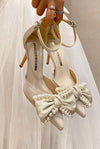 Wedding Shoes Bride High Heel Pearl Shoes