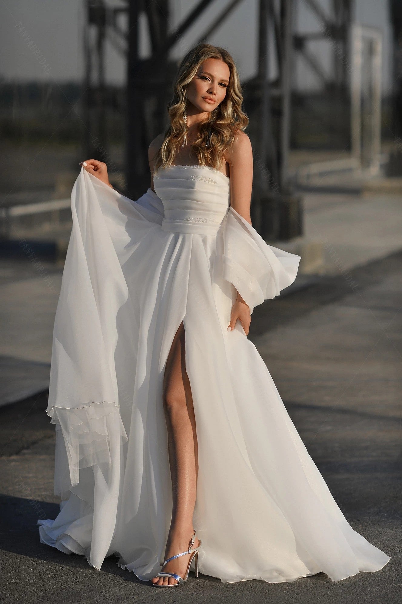 satin boho wedding dress Simple Boho Wedding Dress Satin Draped Back Lisposa
