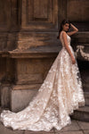 Champagne Lining Lace Wedding Dresses Backless Noivas ZW935