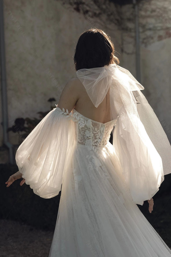Two Layers Puffly Romantic Detachable Tulle Sleeves