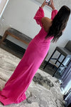 Hot Pink Long Mermaid Evening Party Dress Sweetheart Fuchsia Gown