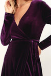 Winter V Neck Full Sleeves A Line Velvet Women Evening Dress