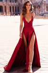 Deep V Two Sides Slit Sexy Women Prom Dress Dress Gown