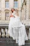 A Line Boho Wedding Dresses Short Lantern Sleeve Lace GYPSY Bridal Gowns Chic ZW691