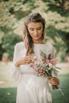 Long Sleeve Backless Wedding Dresses Chiffon Lace Edge Elegant Bridal Gowns DW435
