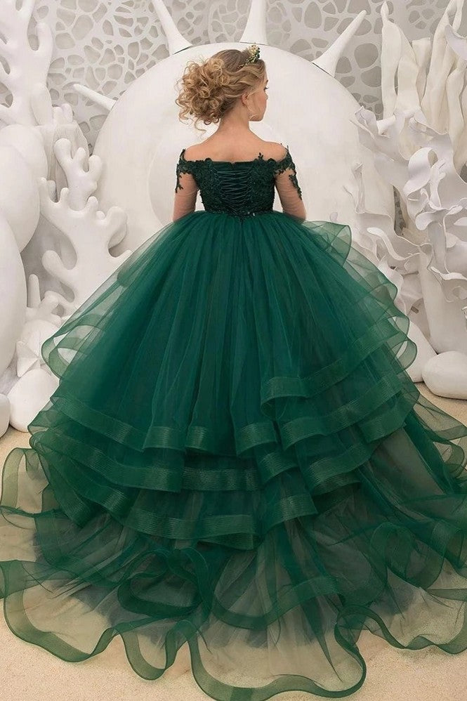 Green Lace Flower Girl Dress Wedding Party Dress – TANYA BRIDAL