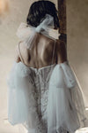 Double Layer Gathered Tulle Sleeves With Bow