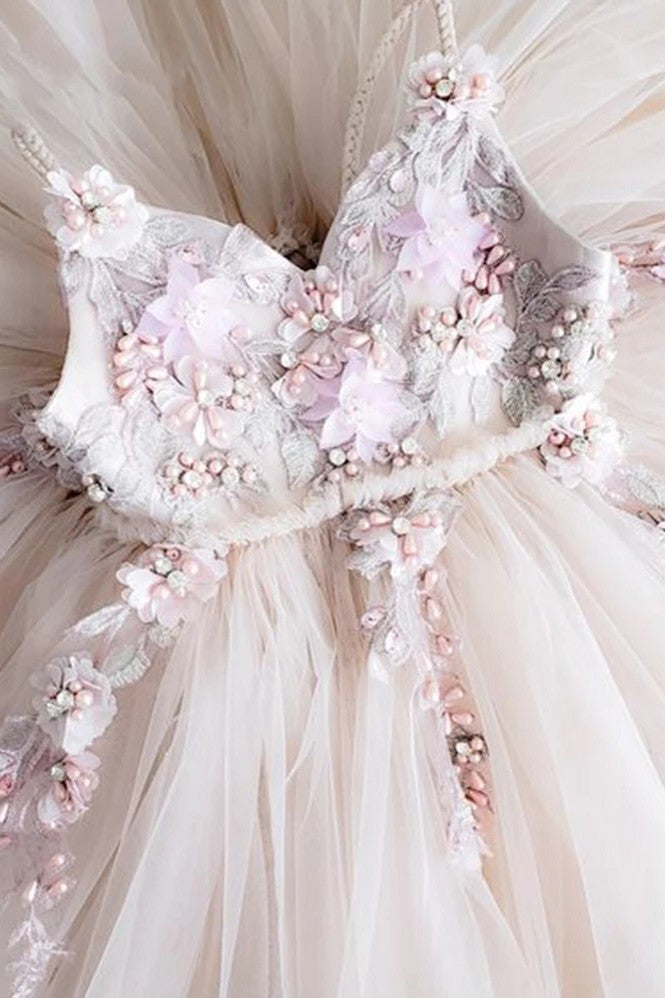 dresses lace and beads Puffy Flower Girl Dresses Lace Beading Communion Dress – TANYA BRIDAL