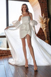 Short Wedding Dresses With Detachable Puff Sleeve