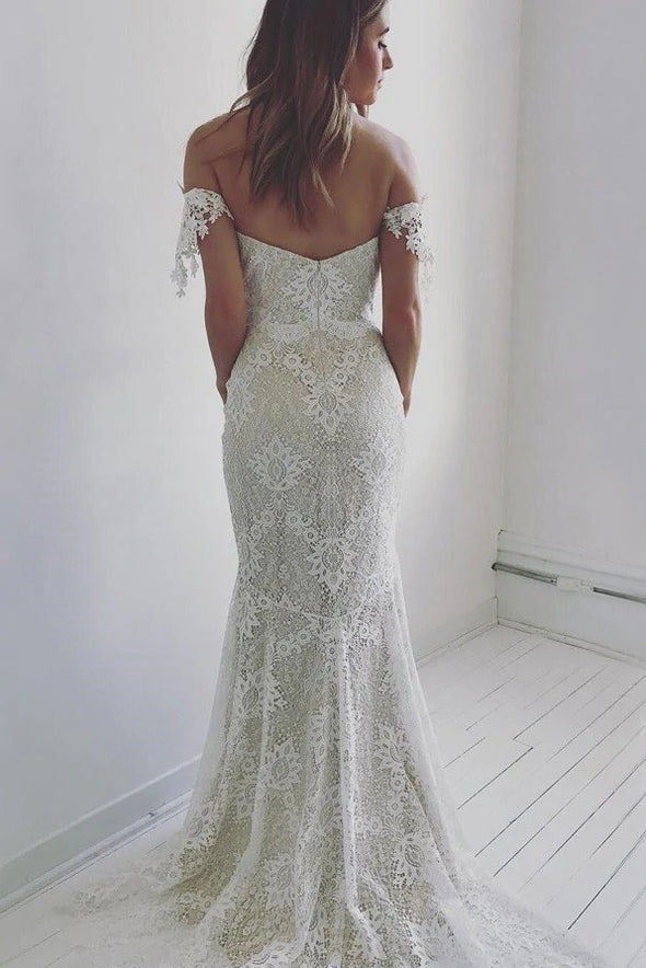 Mermaid Off-Shoulder Backless Lace Wedding Dress