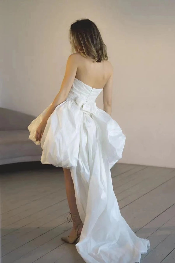 Strapless Short Wedding Dresses Taffeta Bridal Gowns ZW717