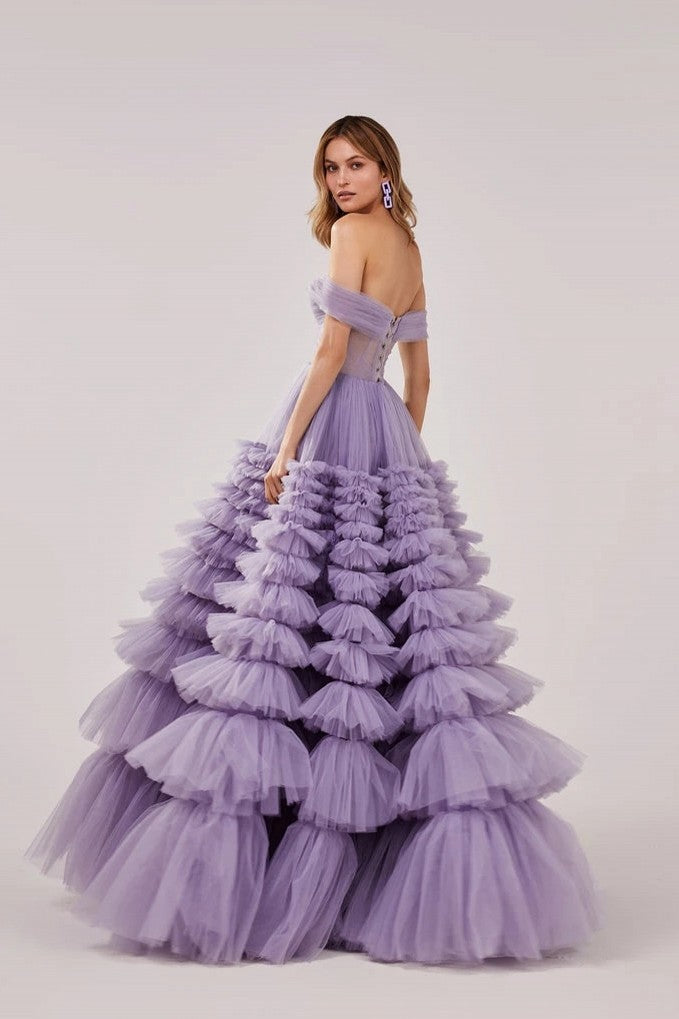 Lavender Tiered Prom Dresses Sweetheart Off the Shoulder TANYA BRIDAL Lavender Tiered Prom Dresses Sweetheart Off the Shoulder TANYA BRIDAL
