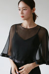 O-Neck Silk Chiffon Wedding Capes With Satin Edge DJ159