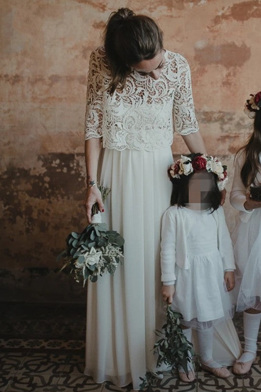 half sleeve boho wedding dress V-Neck Half-Sleeves A-Line Boho Midi Wedding Dress Pleated Satin Beach Bride Gowns White / US12