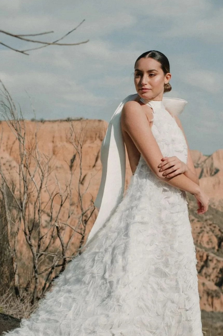 Halter High Low Wedding Dresses Backless Maxi Gowns With Bow Little Tassel DW666 - Halter High Low Wedding Dresses Backless Maxi Gowns With Bow Little Tassel DW666 -