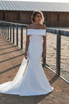 Off The Shoulder Mermaid Long Modest Wedding Dress Simple Style