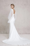 Contemporary Soft Satin Wedding Dresses With Detachable Plisse Sleeves DW700