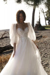 Palace Illusion Tulle Puffy Sleeves Wedding Dresses DQG1412