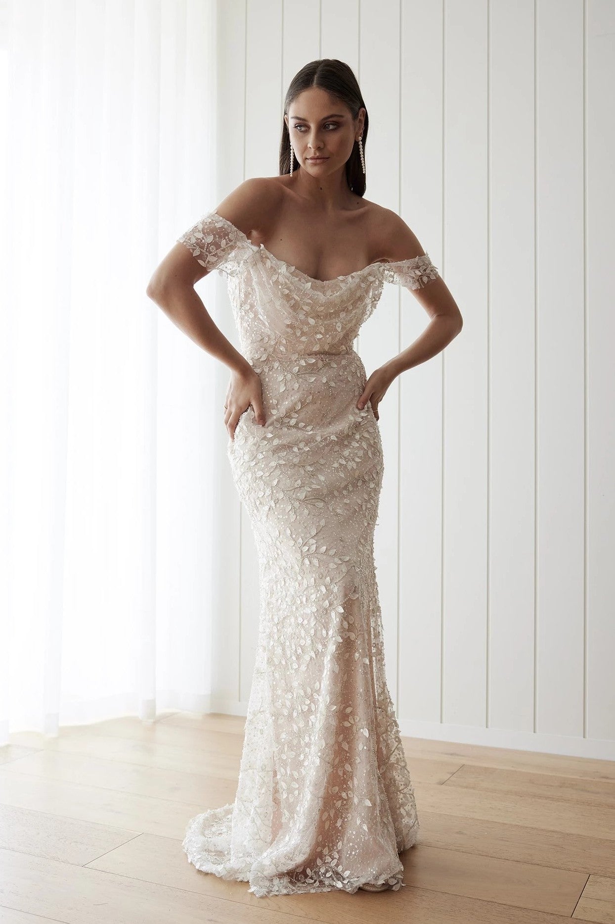 Off The Shoulder Luxury Beads Lace Wedding Dresses ZW793 TANYA BRIDAL Off The Shoulder Luxury Beads Lace Wedding Dresses ZW793 TANYA BRIDAL