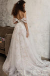 Bohemian A Line Floral Lace Off The Shooulder Wedding Dresses