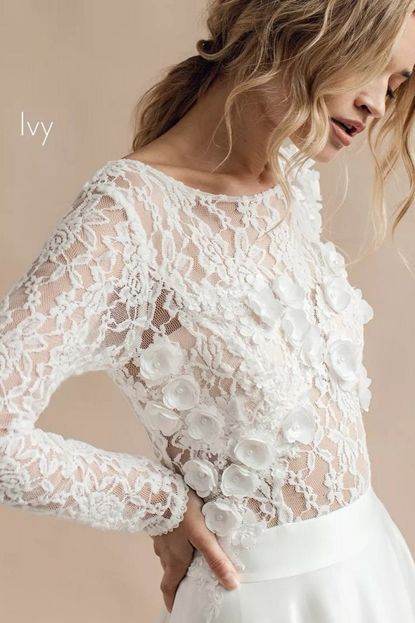 Wedding Dresses Bohemian V-Back Boho Bridal Gowns With 3D Flowers DW728