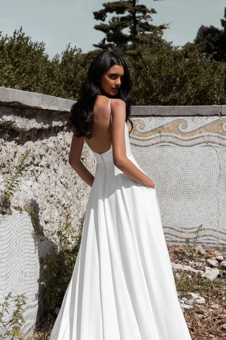 Spaghetti Strap A Line Court Train Simple Fashion Wedding Dress Spaghetti Strap A Line Court Train Simple Fashion Wedding Dress