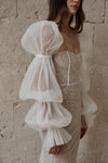 Sequinned Tulle Wedding Dresses See Through Bodice With Pleated Tulle Sleeve  DW686